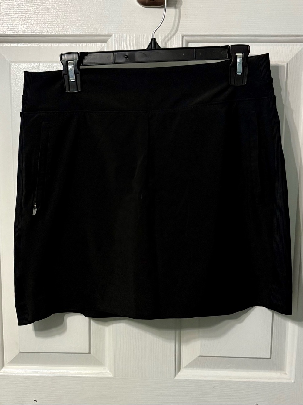 Black Athletic Mini Skort with Zip Pocket